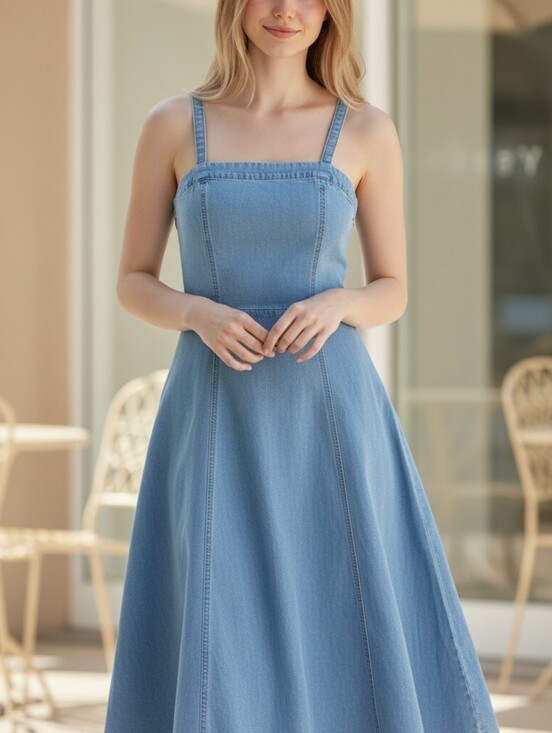 Banana Republic Dresses & Skirts - Denim Midi Sundress with Square Neck